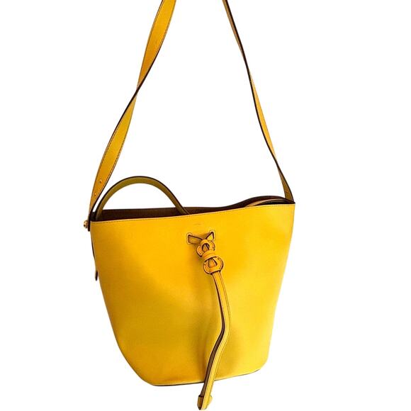 Furla Yellow Two-way Leather Bucket Bag - Picture 1 of 8